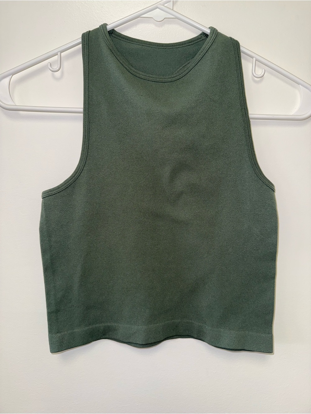 Free People (XS/Small) Green Lightly Ribbed Cropped Tank